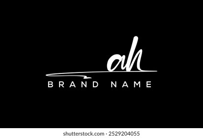 
AH letter beauty handwriting vector logo.