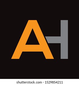 AH Letter Design. Creative Letter Template.Letter Design Vector with Yellow, Grey and Black Colors Background.