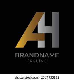 Concepto del logotipo del diseño de la letra de AH con la fuente sans serif y el Vector elegante simple del estilo