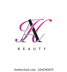 AH Letter Icon Vector Design with Creative Cut and Colorful Logo with Serif Font and Script Style