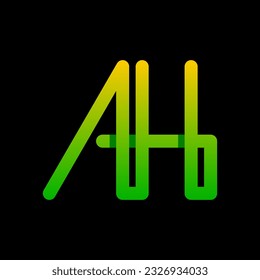 AH Letter Initial Logo Design Template Vector Illustration. Yellow Green Typography on Black Background