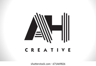 AH Letter Logo With Black Lines Design. Line Letter Symbol Vector Illustration