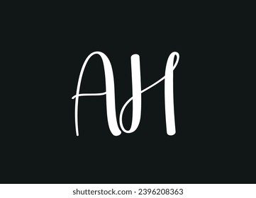 Diseño del logotipo de la carta AH y diseño del logotipo inicial