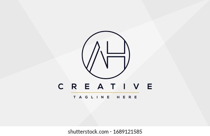 Diseño del logotipo de la carta AH. Ilustración vectorial del icono Creative Modern A H Letters.