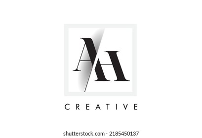 AH Letter Logo Design with Creative Intersected and Cutted Serif Font.