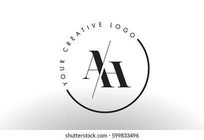AH Letter Logo Design with Creative Intersected and Cutted Serif Font.