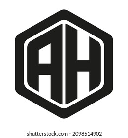 AH letter logo design emblem vector icon. Letter AH logo template with white background 