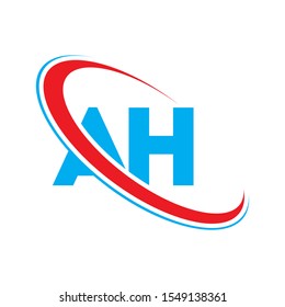 AH Letter logo design, AH Letter, AH logo. AH initial letter logo colored red and blue, Vector logo design template elements for your business or company identity. a h, a h letter, a h design.