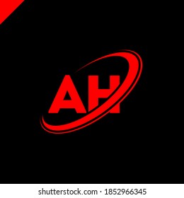 Diseño del logo de la carta AH. Letra inicial logotipo monograma en mayúsculas del círculo vinculado AH. Logo AH, diseño A H. ah, a h