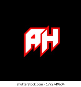 AH letter logo design on black background. AH creative initials letter logo concept. ah icon design. AH white and red letter icon design on black background. A H