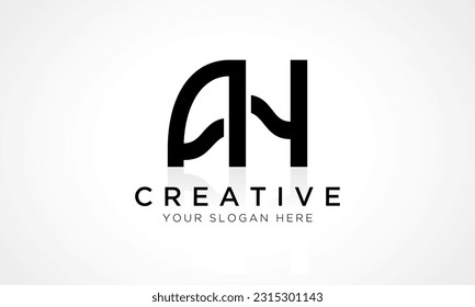 AH Letter Logo Design Vector Template. Alphabet Initial Letter AH Logo Design With Glossy Reflection Business Illustration.