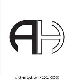 AH Letter logo monogram with oval shape negative space design template white background