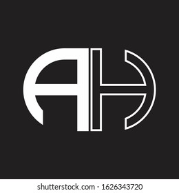 AH Letter logo monogram with oval shape negative space design template