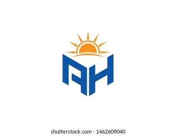 AH letter logo with sun symbol