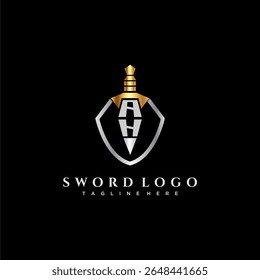 AH carta monograma de luxo para escudo e espada estilo imagem