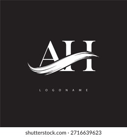 AH Letter Monogram Logo with Brush Stroke for Modern Brand Identity