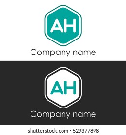 AH letter round hexagon shape blue
