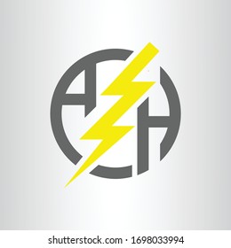 AH Letter Round LOGO with Lightning Symbol.