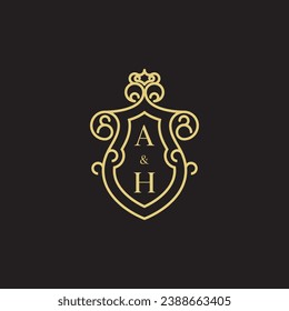 AH line vintage initial logo in high quality professional design that will print well across any print media