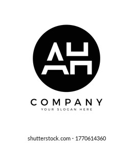 AH Logo Design Black Color Circle Typography Vector Template. Creative Linked Letter AH Logo Template