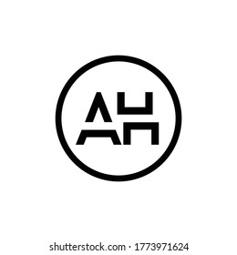 Plantilla de vectores de tipografía de círculo con logotipo AH. Vector de logotipo AJ de carta creativa