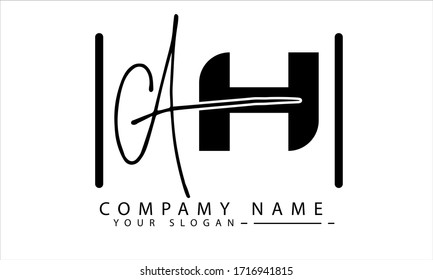 ah logo design with handwritten style template