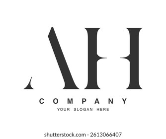AH logo design. Initial letter a and h serif font style. Creative classic company name typography. Trendy logotype or identity. Vector illustration.