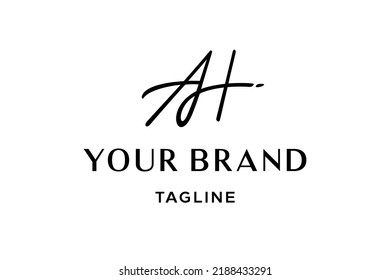 AH logo design, monogram, letter, initials, Its sophisticated, handwritten style is perfect for high-end personal brands, photographers, stylists, boutique hotels, and bespoke fashion labels.
