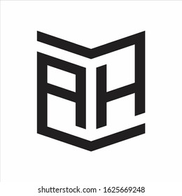 AH Logo Emblem Monogram With Shield Style Design Template Isolated On white Background