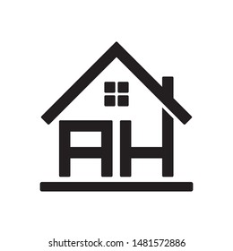 AH logo initial letter design template vector illustration, with roof line accent