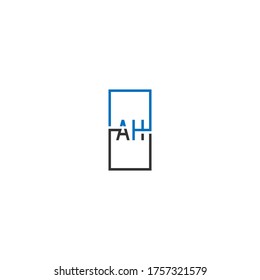 AH logo letter design concept in black and blue color 
