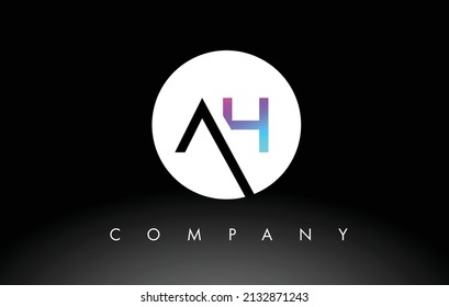 AH Logo.  Letter Design Vector with Purple and Black Colors.