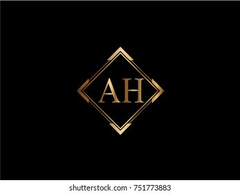AH Logo. Letter Design Vector with Red and Black Gold Silver Colors

