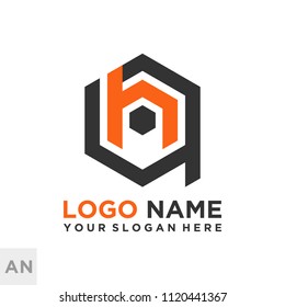 AH logo letter initial, Abstract polygonal Background Logo,
