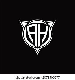 AH Logo monogram isolated with circle shape and three arrow design template