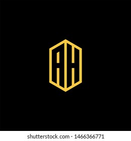 AH Logo Monogram with Negative Space with Gold colors - Modern Template EPS 10