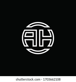 AH logo monogram with negative space circle rounded design template