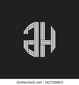 AH Logo monogram with outline style linked isolated on black background