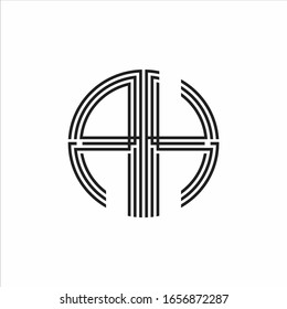 AH Logo-Monogramm-Dreifach-Bänder-Design-Vorlage einzeln auf weißem Hintergrund