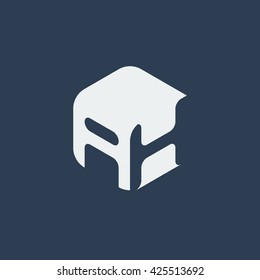 AH Logo.. Vector Graphic Business Branding Letter Element Illustration. Cube Negative Space Design. Dark Background