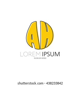 AH Logo. Vector Graphic Sphere Branding Letter Element. White Background