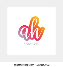 AH logo, vector. Useful as brand symbol, app icon, alphabet element, clip-art.