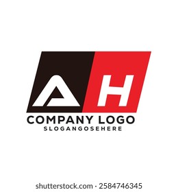 AH Modern Business Logo Design in Red and Black, AH Professional Company Branding Logo for Marketing and Identity, Creative AH Letter Corporate Logo with Bold Design
