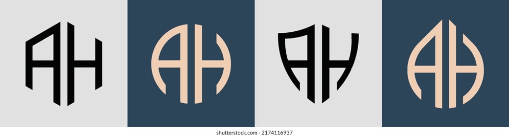 AH modern initial letter logo design vector bundle. It will be suitable for which company or brand name start those initial.