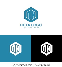 AH modern logo design with hexagon