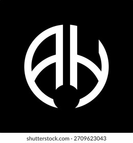 AH Modern Minimalist Circular Monogram AH Logo Design