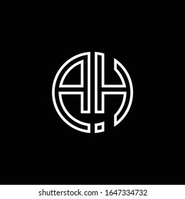 AH monogram logo circle ribbon style outline design template