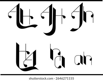 AH Monogram Logo – Classic Calligraphy Alphabet Letters A and H Design