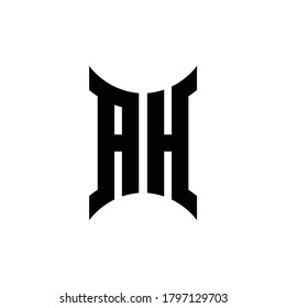 AH monogram logo with curved side design template