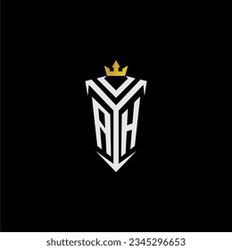AH monogram logo initial for shield  crown style design